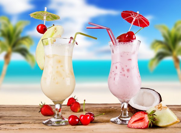 cocktail, коктейль, fruits, summer, melon, cherries, cocktails, glasses, лето, strawberries, food, coconut