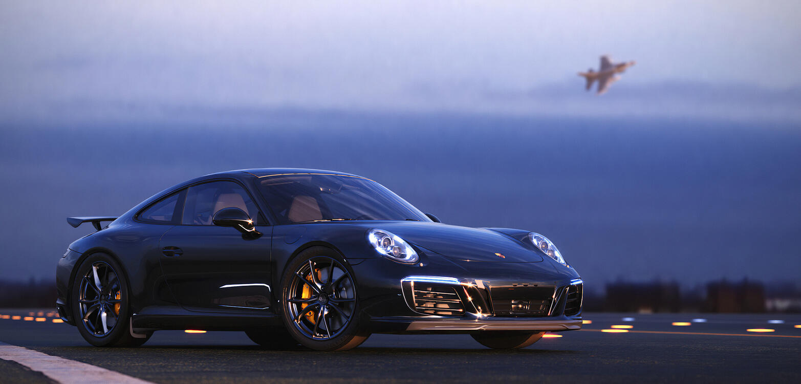 Фото бесплатно Porsche, черный, аэродром