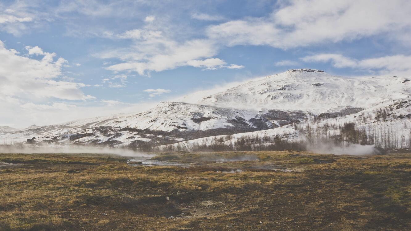 Фото бесплатно трава, горы, снег