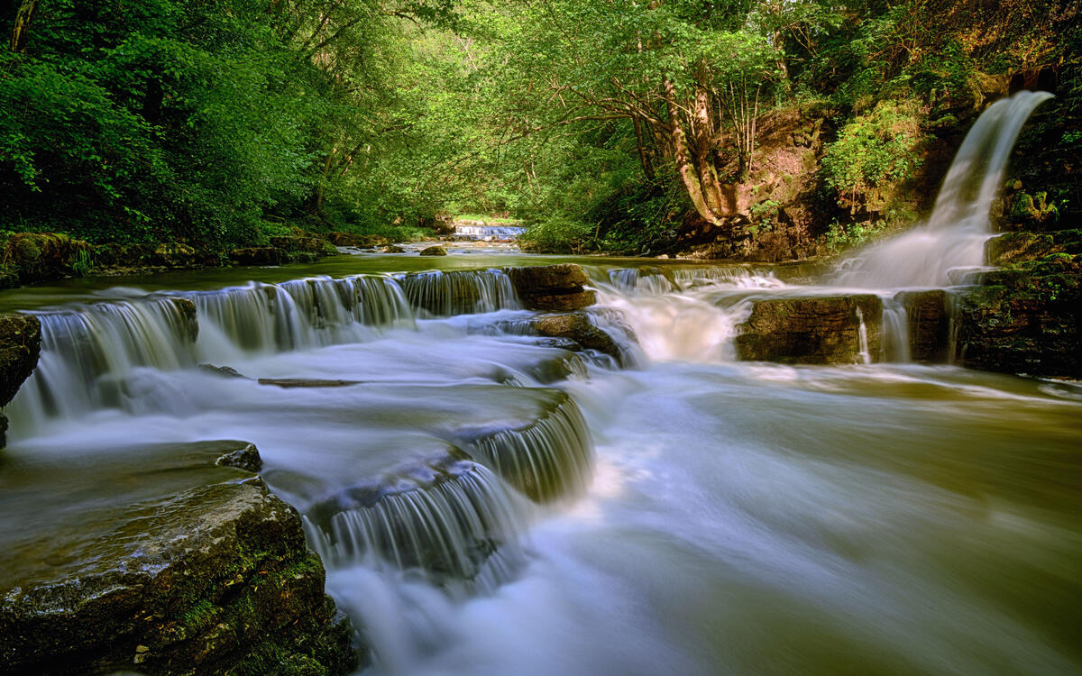 Фото бесплатно обои водопад, поток, река