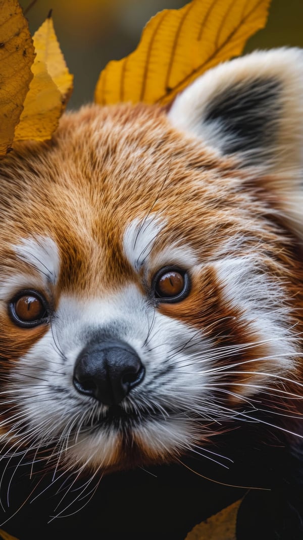 Красная панда, дикая природа, портрет животного, осенняя листва, природа, милые животные, вымирающие виды, биоразнообразие, сохранение, ИИ искусство Красная панда, дикая природа, портрет животного, осенняя листва, природа, милые животные, вымирающие виды, биоразнообразие, сохранение, ИИ искусство